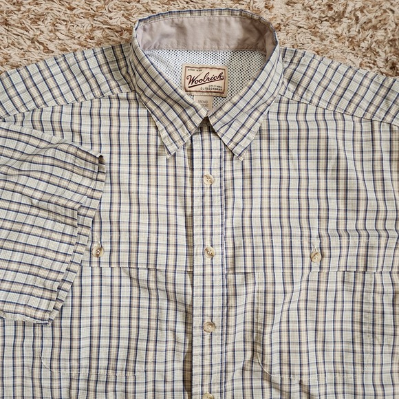 Woolrich‎ Original Outdoor Plaid Men Sz L Short Sleeve Button Up Shirt - Picture 1 of 9